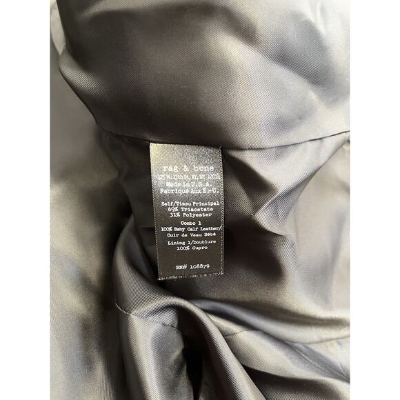 RAG & BONE Barney’s New York Black Calf Leather Trim Blazer Jacket Size 2 - Picture 5 of 5